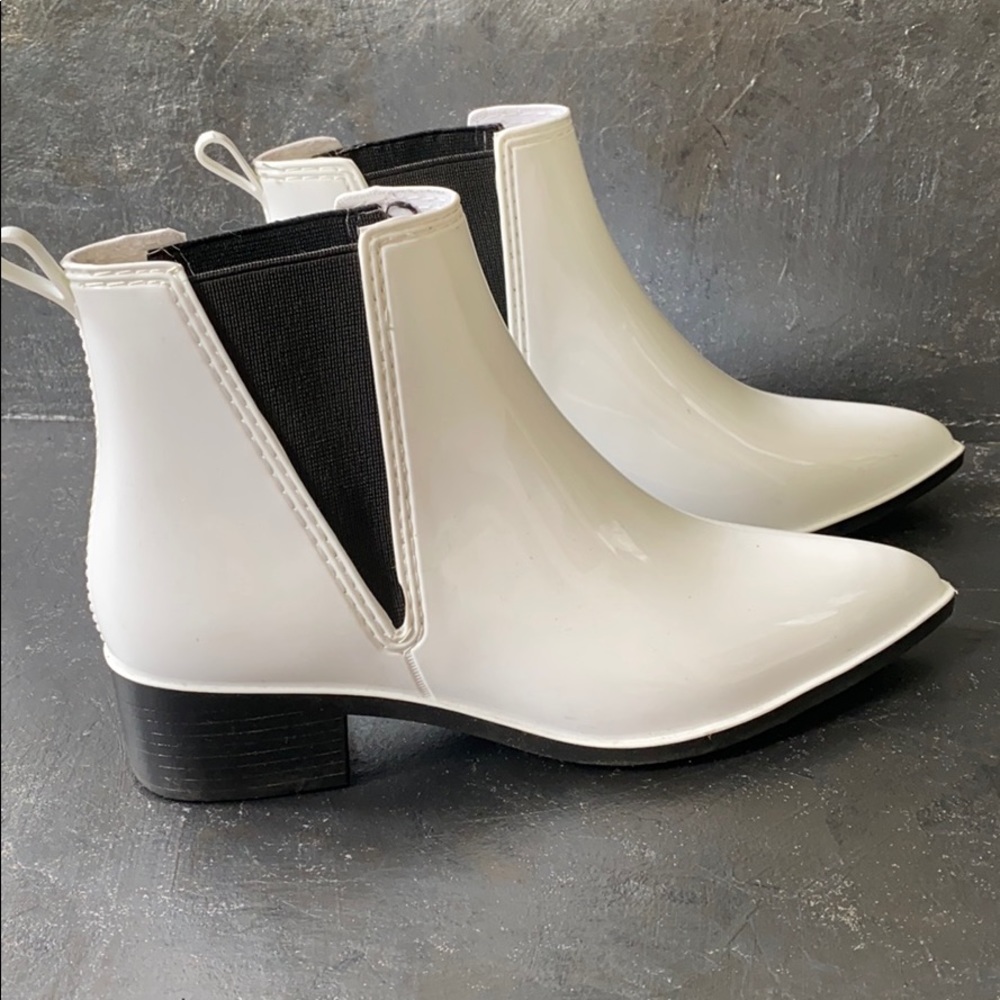 White rain boots
